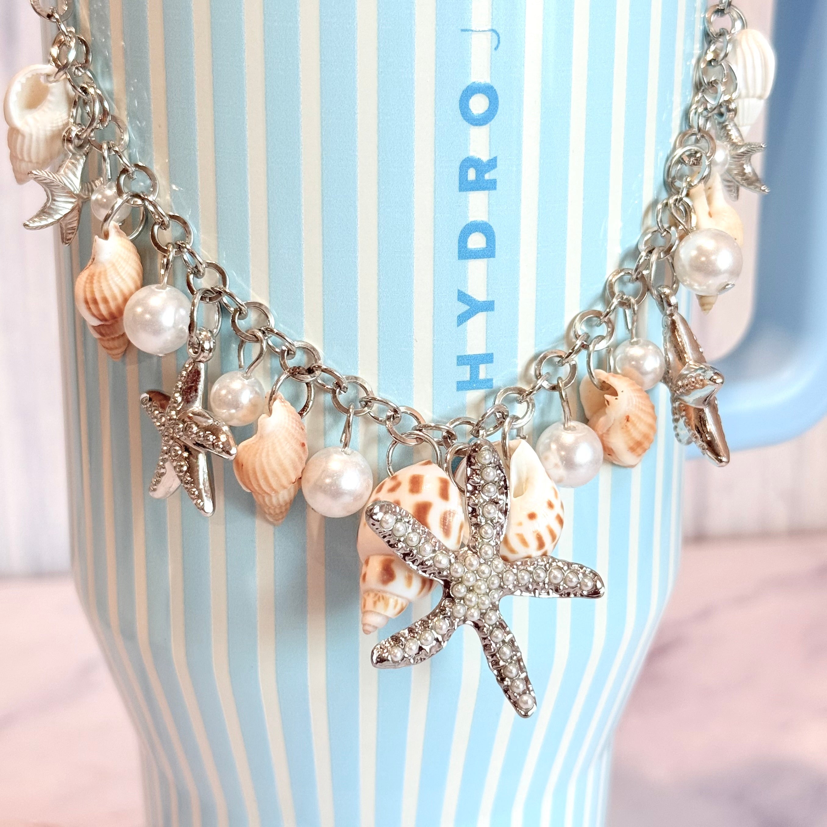 Sea Shells Silver Deluxe Tumbler Charm Necklace | Necklace | Wiccan Center