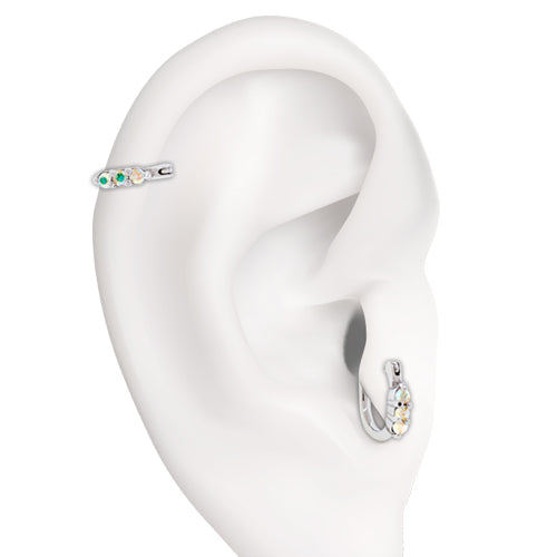 Ear Clicker - 3 Gem 16G | Body Jewelry | Wiccan Center