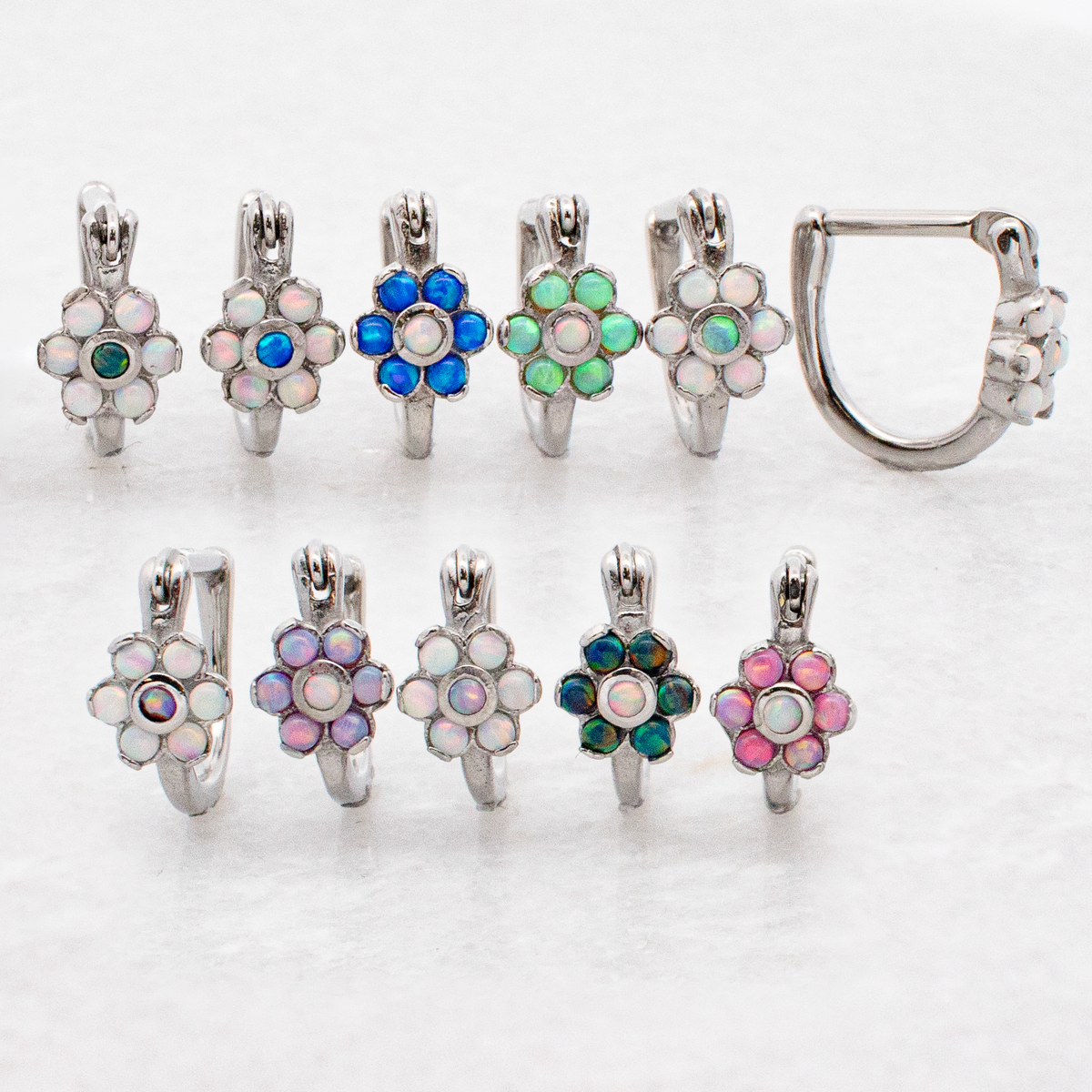 Ear Clicker - Opal Flower 16G | Body Jewelry | Wiccan Center