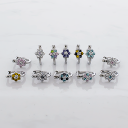 Ear Clicker - Gem Flower 16G | Body Jewelry | Wiccan Center