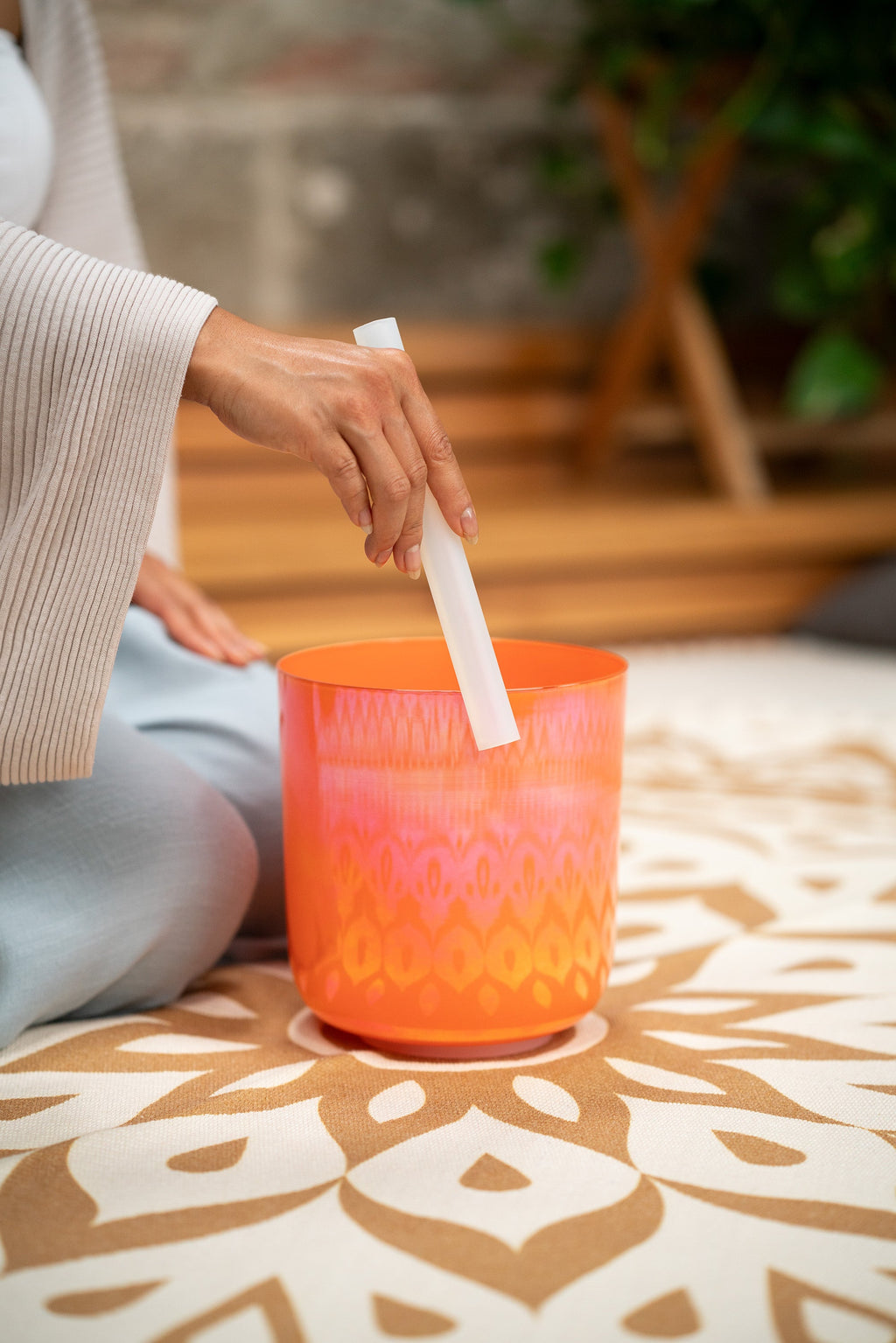 6.7" Essence Crystal Singing Bowl, Note C4, Orange, Root Chakra, 440 Hz | | Wiccan Center