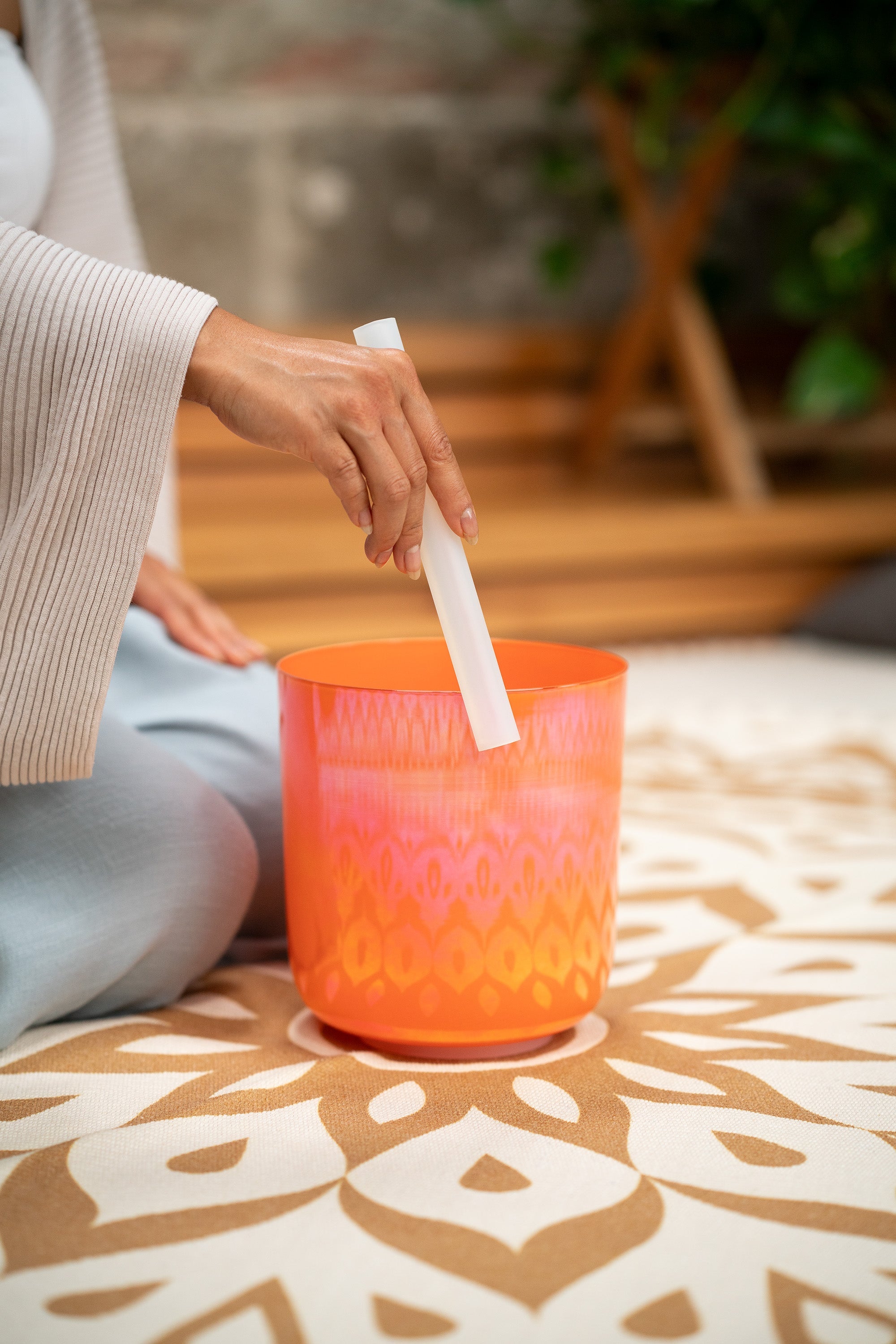 6.7" Essence Crystal Singing Bowl, Note C4, Orange, Root Chakra, 440 Hz | | Wiccan Center