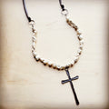 White Chunky Turquoise Necklace w/ Large Copper Cross 254g | Necklace | Wiccan Center