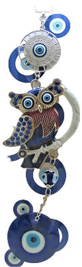 Evil Eye - Blue Owl with Evil Eye ornament /Charm 10"
