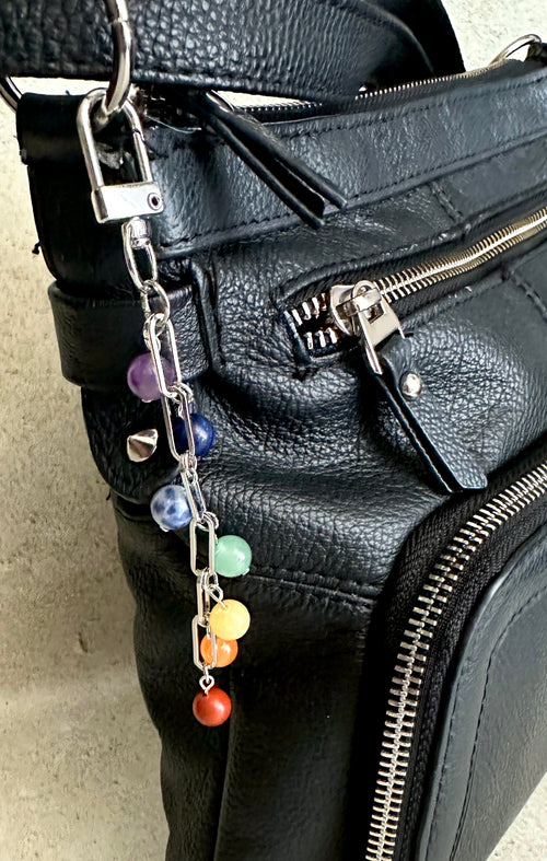 7 Chakra Crystal Gemstone Bag Charm Keychain | bag charm | Wiccan Center