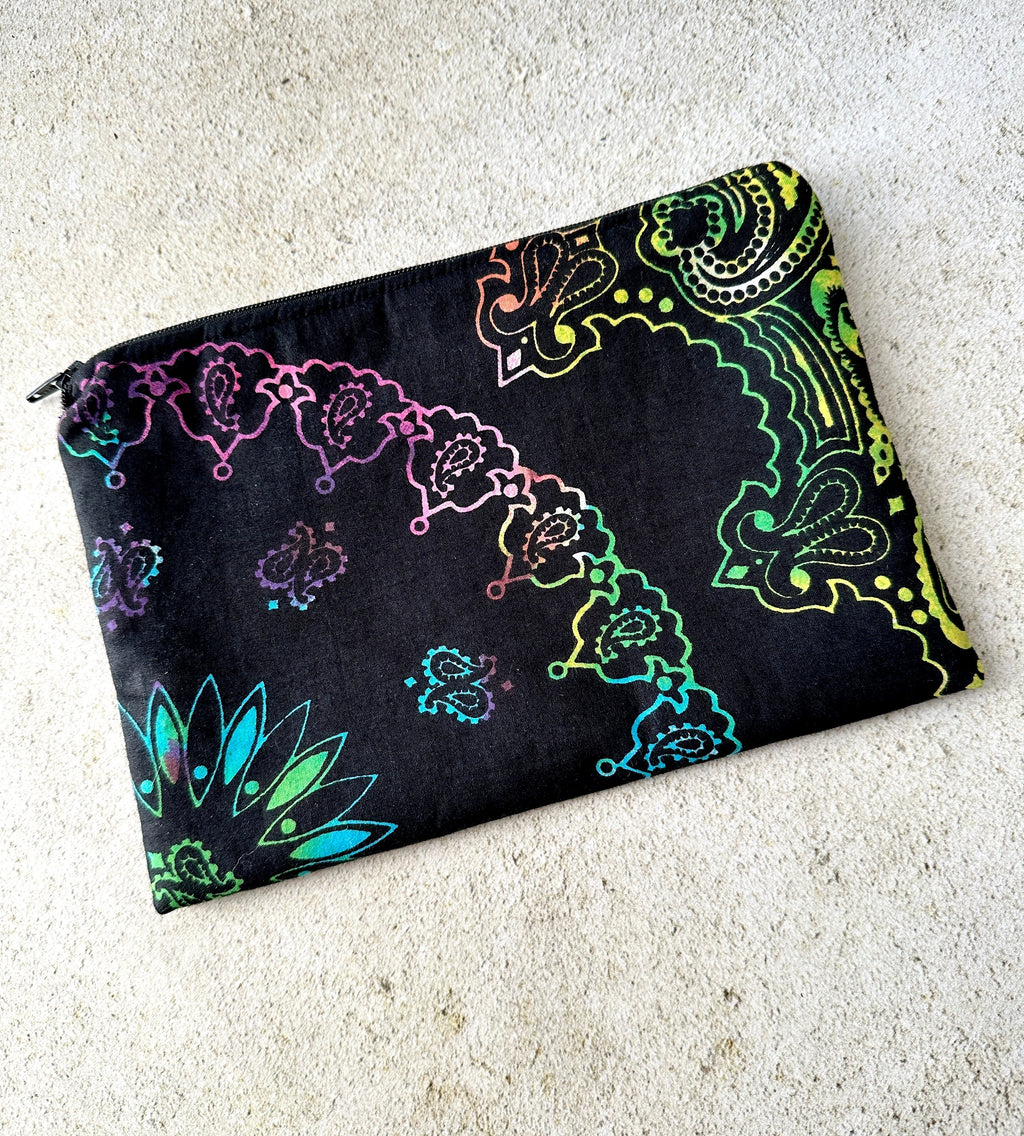 Witchy Rainbow Paisley Tarot Bag Zipper Pouch With Custom Color Lining