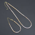 Ombré Pink Champagne color Cube Beads necklace Bracelet, Sku#EF799 | Jewelry Set | Wiccan Center