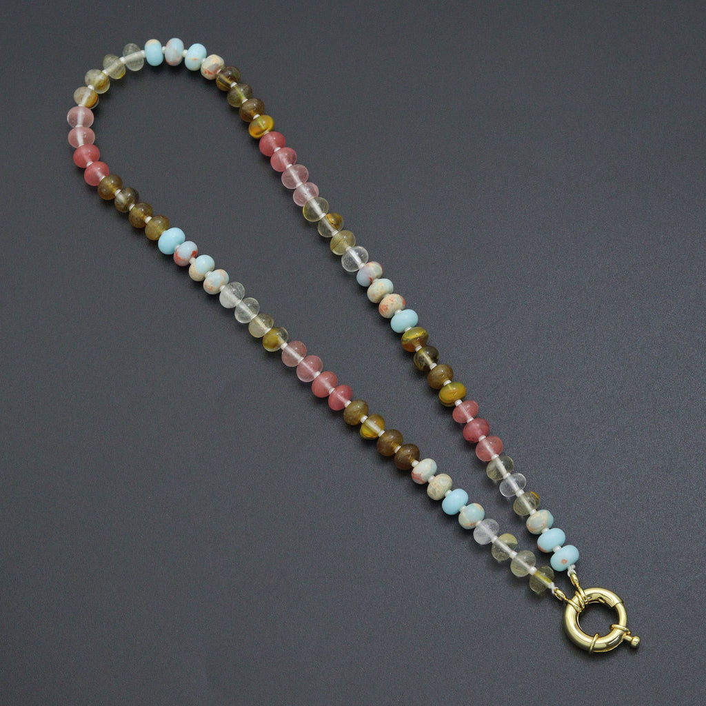 Mixed Roundelee Gemstone Beads necklace, sku#EF813 | necklace | Wiccan Center