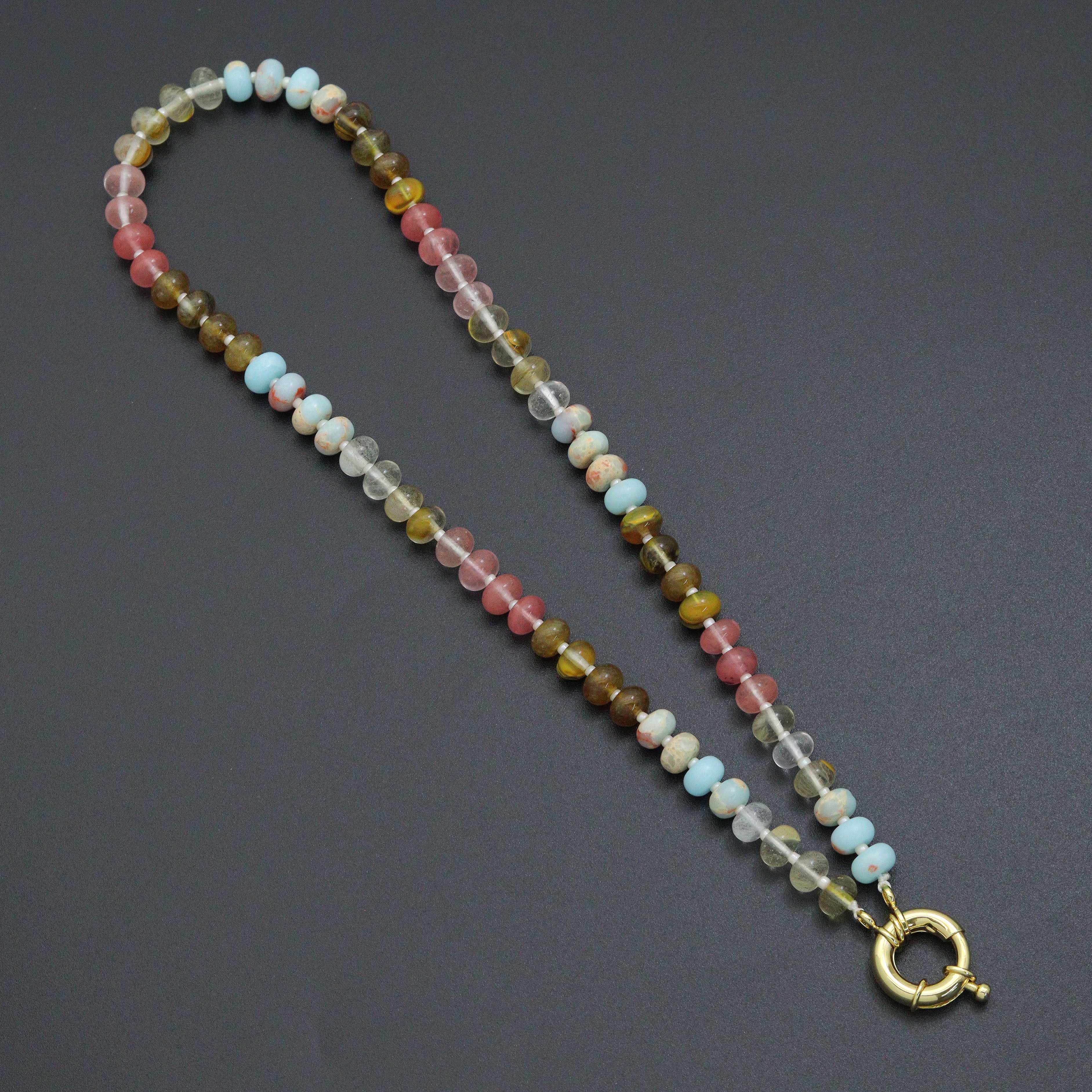 Mixed Roundelee Gemstone Beads necklace, sku#EF813 | necklace | Wiccan Center