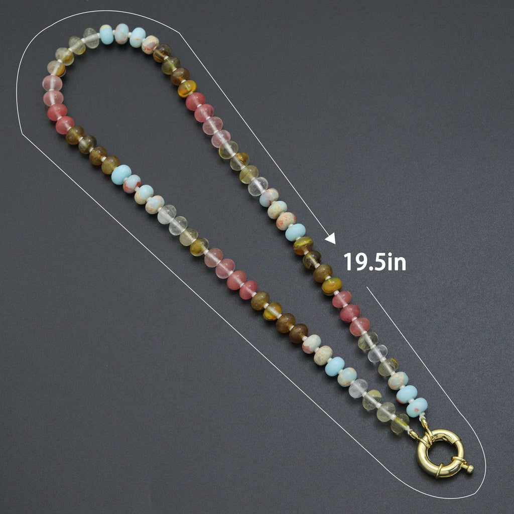 Mixed Roundelee Gemstone Beads necklace, sku#EF813 | necklace | Wiccan Center