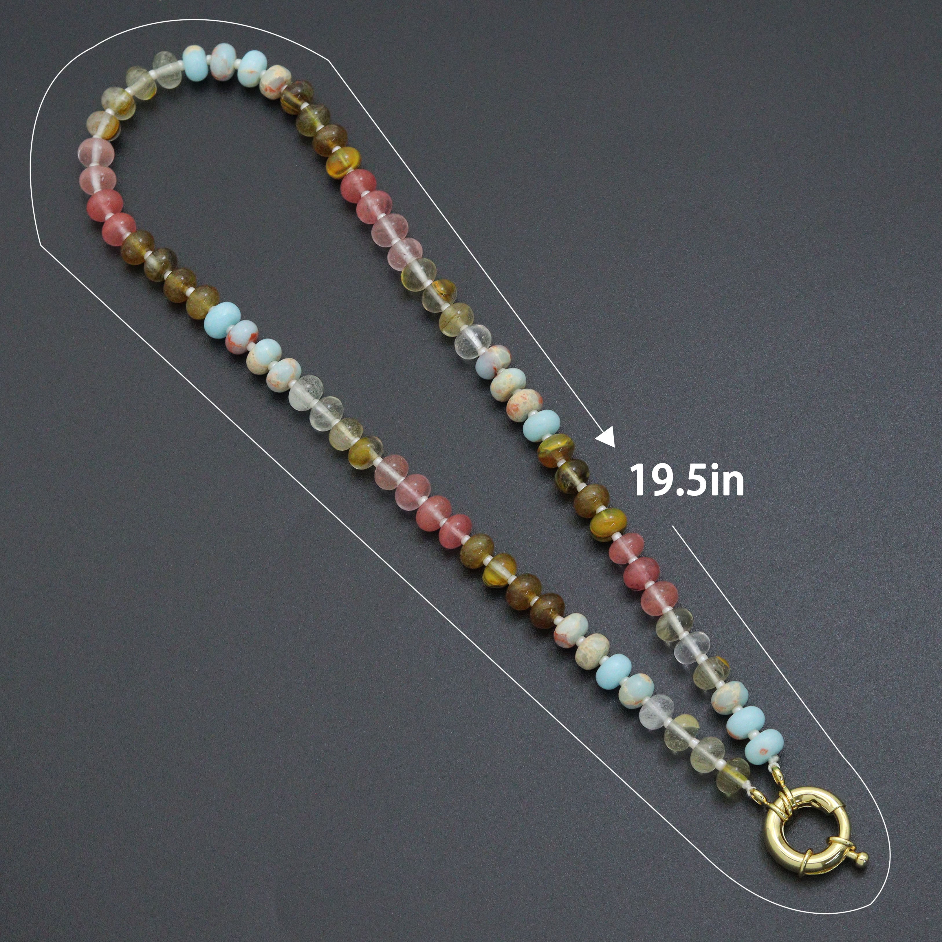 Mixed Roundelee Gemstone Beads necklace, sku#EF813 | necklace | Wiccan Center