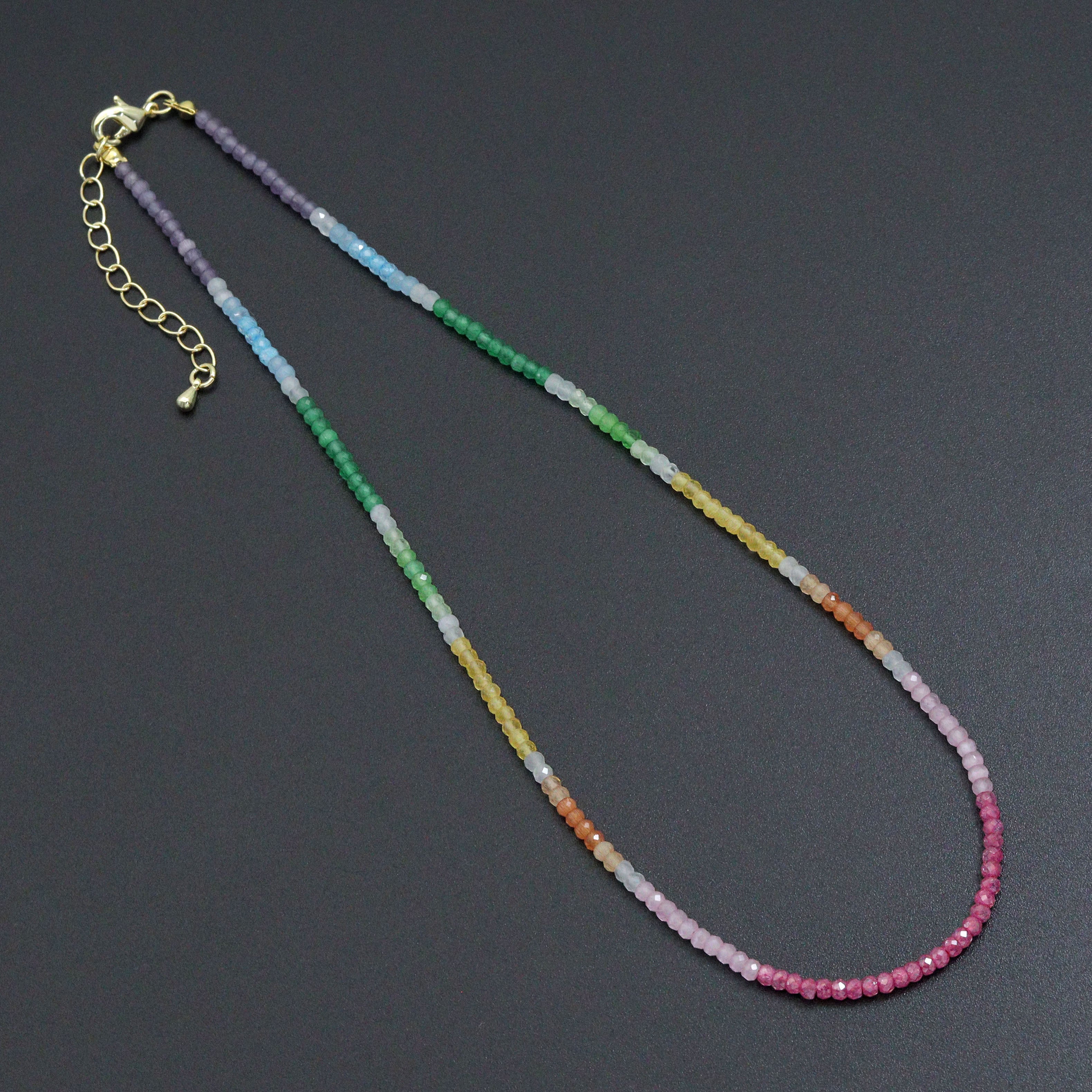 New Rainbow Color Rondelle Gemstone beads necklace, sku#EF817 | necklace | Wiccan Center