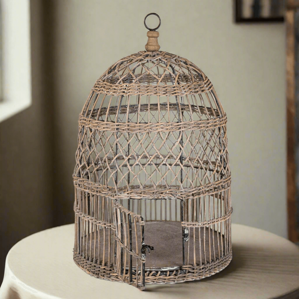 Vintage Wicker and Metal Bird Cage | Bird cage | Wiccan Center