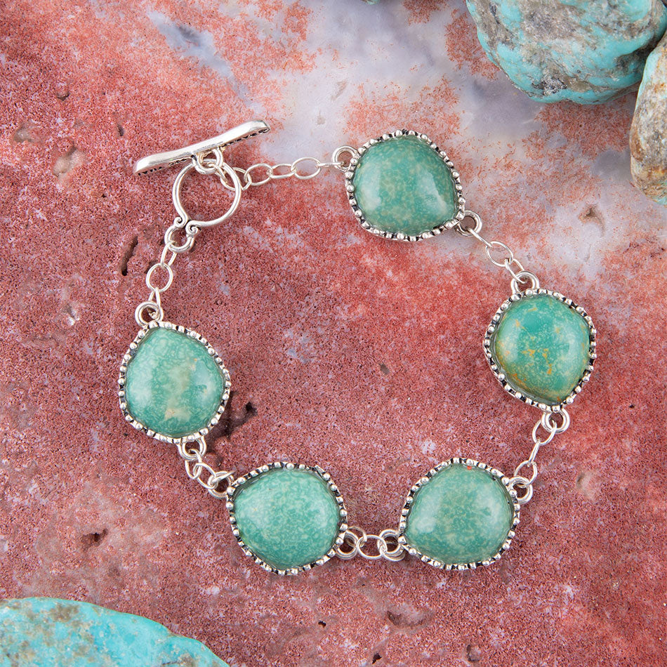 Intricate Green Turquoise and Sterling Silver Toggle Bracelet | Bracelets | Wiccan Center