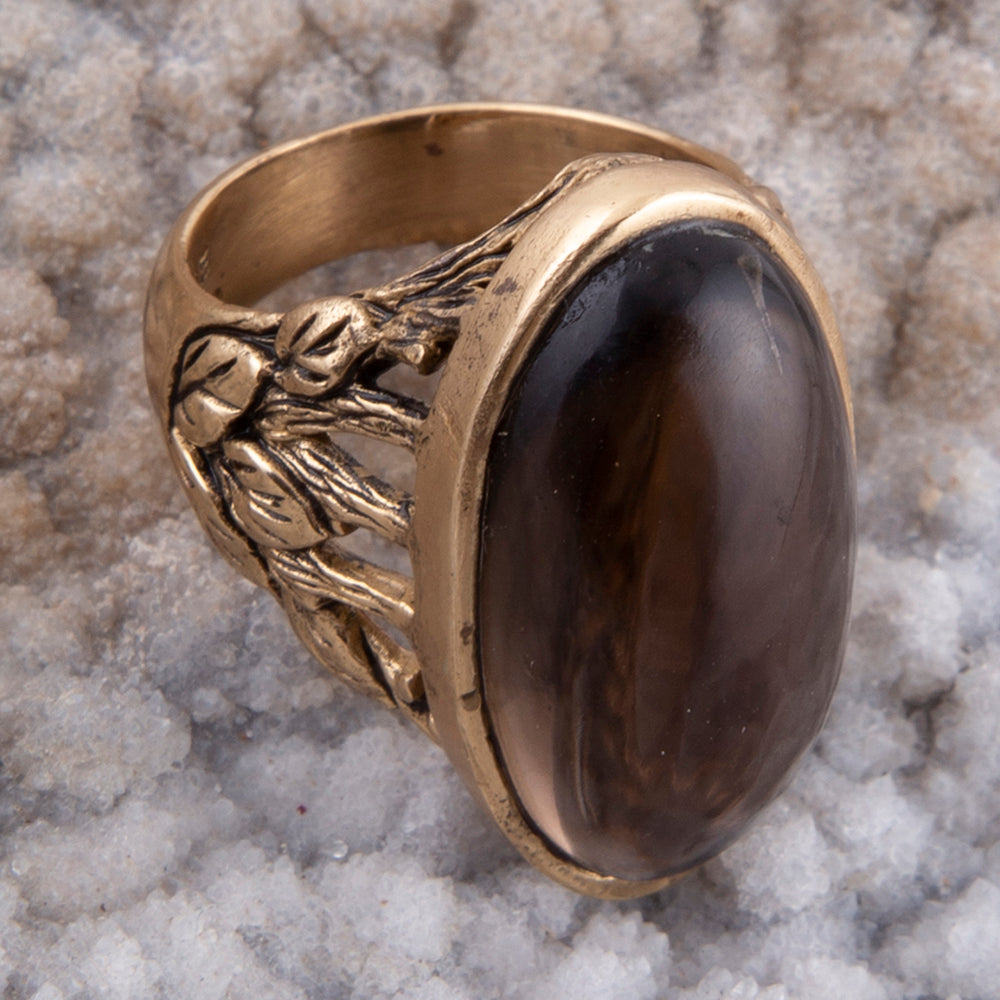 Enchanted Faceted Black Smoky Quartz Golden Ring | Rings | Wiccan Center