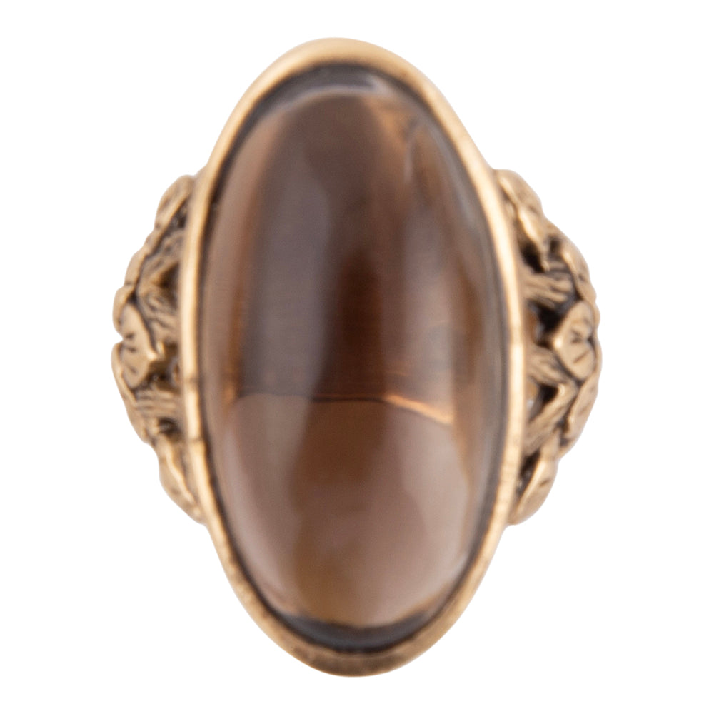 Enchanted Faceted Black Smoky Quartz Golden Ring | Rings | Wiccan Center