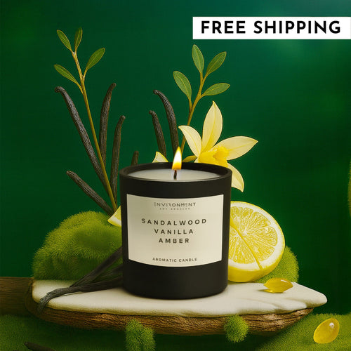 8oz Sandalwood | Vanilla | Amber Candle with Lid and Box (Inspired by Hotel Costes®) | Environment - Candle (Hotel Aromatics) | Wiccan Center
