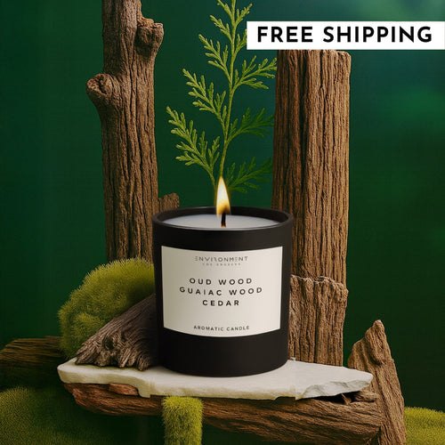8oz Oud Wood | Guaiac Wood | Cedar Candle with Lid and Box (Inspired by Tom Ford Oud Wood®) | Environment - Candle | Wiccan Center