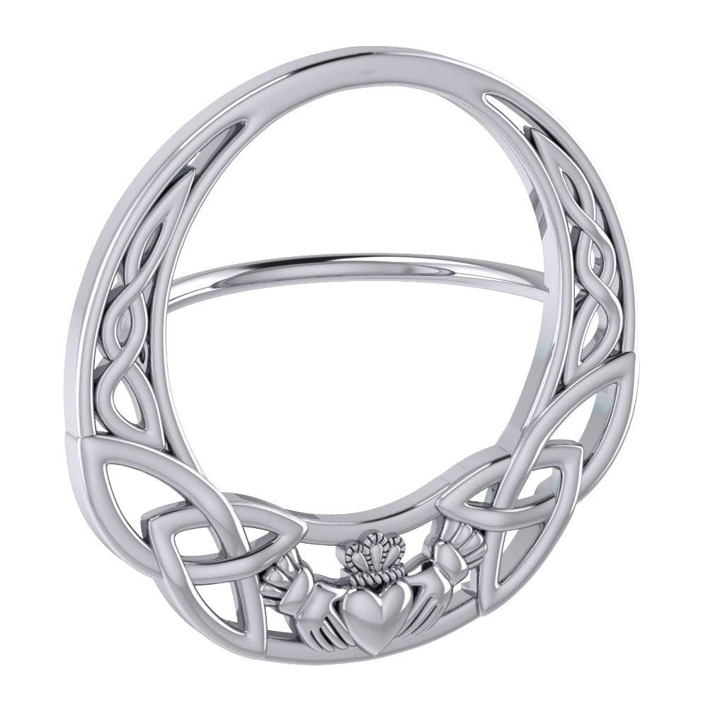 Celtic Claddagh Sterling Silver Scarf Ring By Peter Stone EOT181