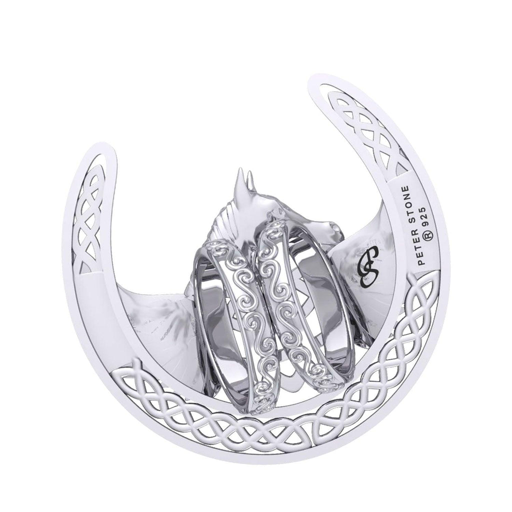 The Celtic Pegasus with Horseshoe Sterling Silver Scarf Ring By Peter Stone EOT182