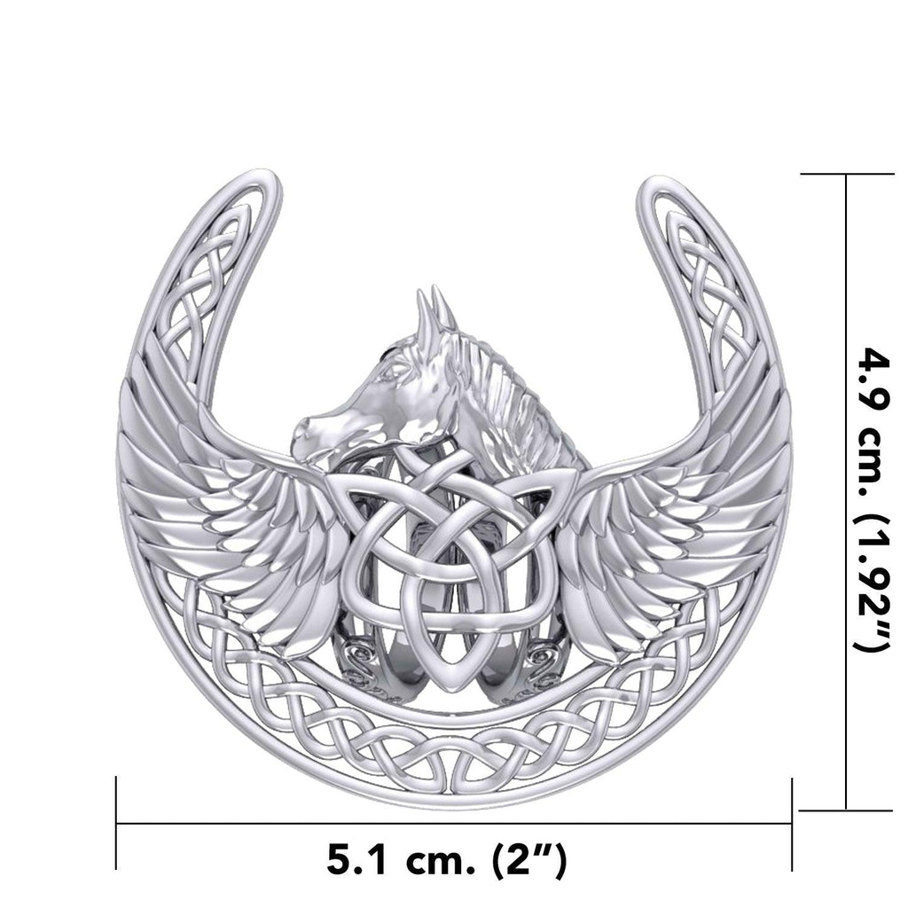 The Celtic Pegasus with Horseshoe Sterling Silver Scarf Ring By Peter Stone EOT182