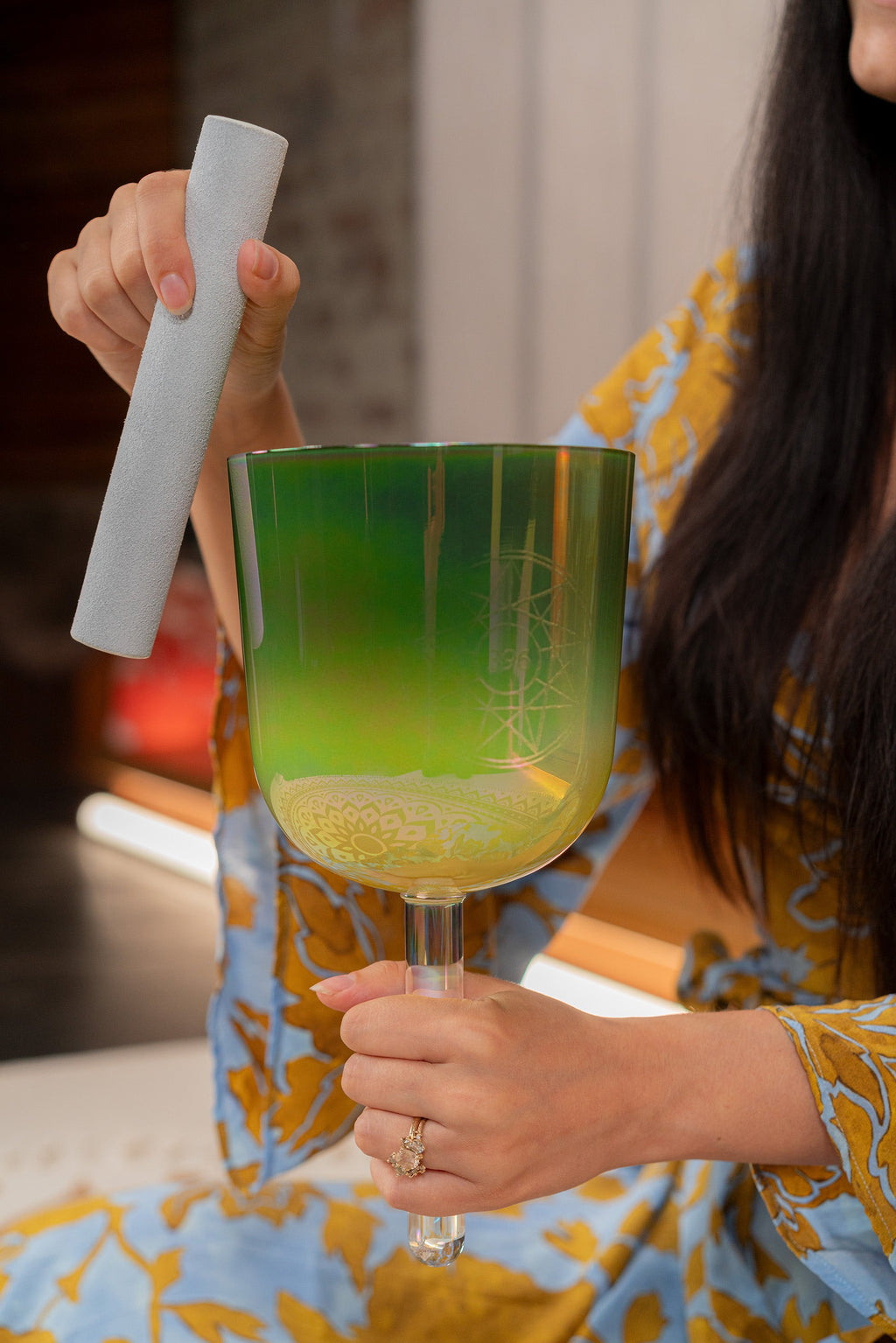 5.75" Essence Solfeggio Crystal Singing Bowl, UT 396 Hz, Olive Green | | Wiccan Center