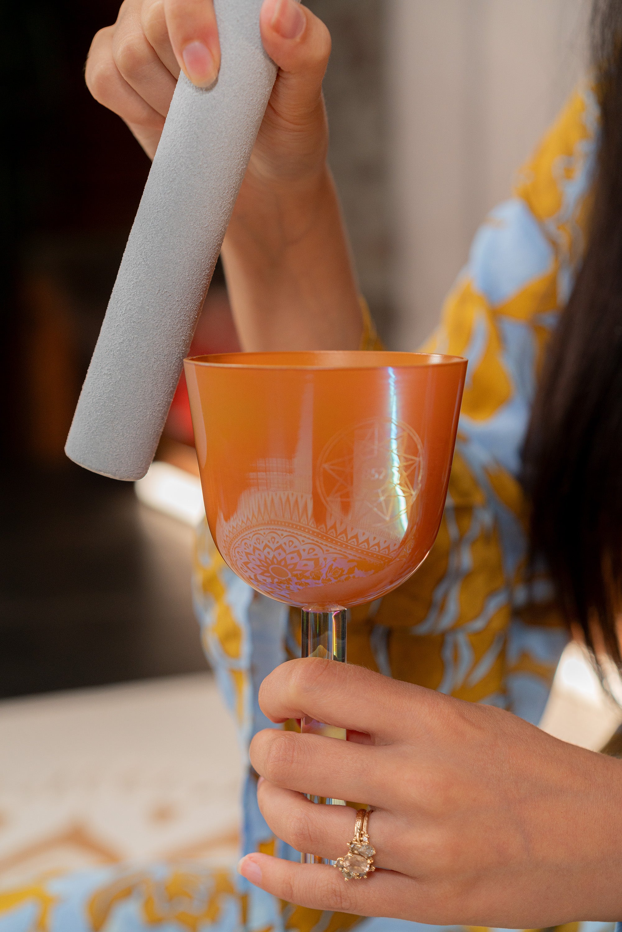 3.75" Essence Solfeggio Crystal Singing Bowl, LA 852 Hz, Mango Mojito | | Wiccan Center