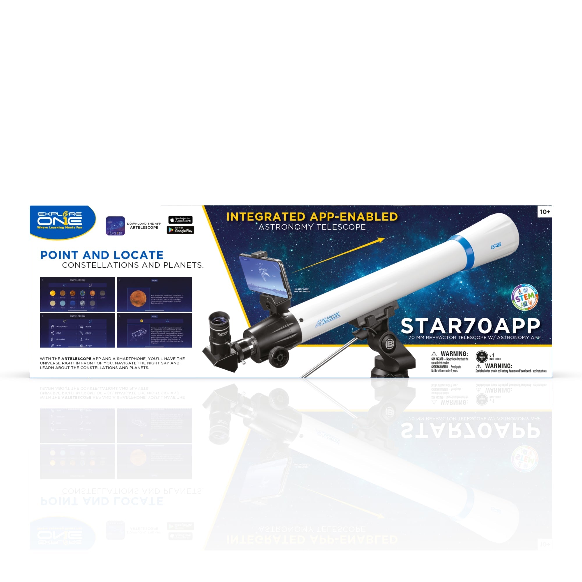 STAR70APP 70mm Refractor Telescope w/ Panhandle Mount and Astronomy APP | Telescope | Wiccan Center