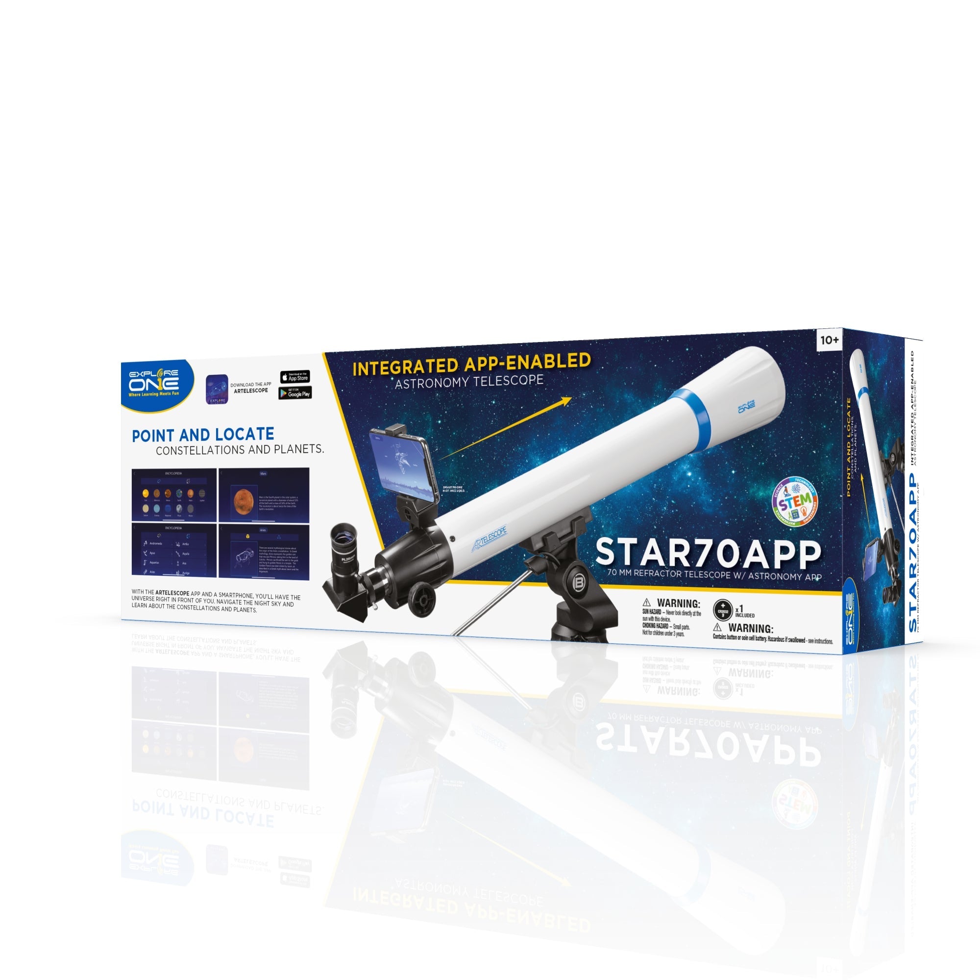 STAR70APP 70mm Refractor Telescope w/ Panhandle Mount and Astronomy APP | Telescope | Wiccan Center
