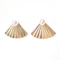 Pearl Fan Ear Jacket Stud Earrings