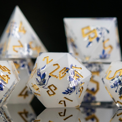 Earl Grey Lavender Sharp-Edged Resin Dice Set | Resin | Wiccan Center