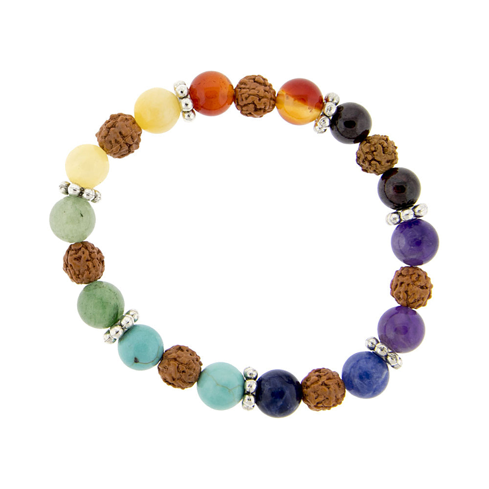 7 Chakra & Rudraksha Elastic bracelet 8mm | Bracelet | Wiccan Center
