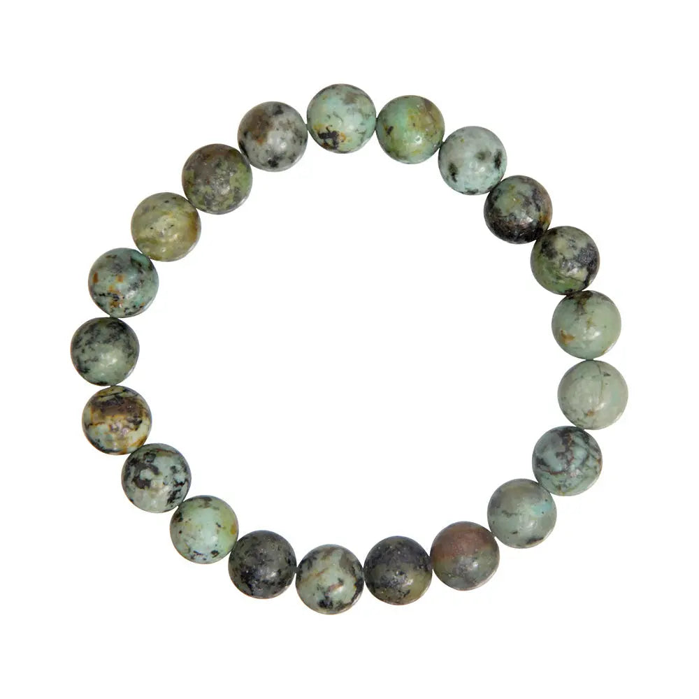 Elastic Bracelet 8mm Round Beads - African Turquoise | Bracelet | Wiccan Center