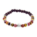 Elastic Bracelet 8mm Round Beads - Red Leopard Skin Jasper & Lava w/ Silver Accent Beads | Bracelet | Wiccan Center