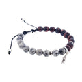 Elastic Bracelet 8mm Round Beads - Red Tiger Eye & Jasper w/ Feather | Bracelet | Wiccan Center