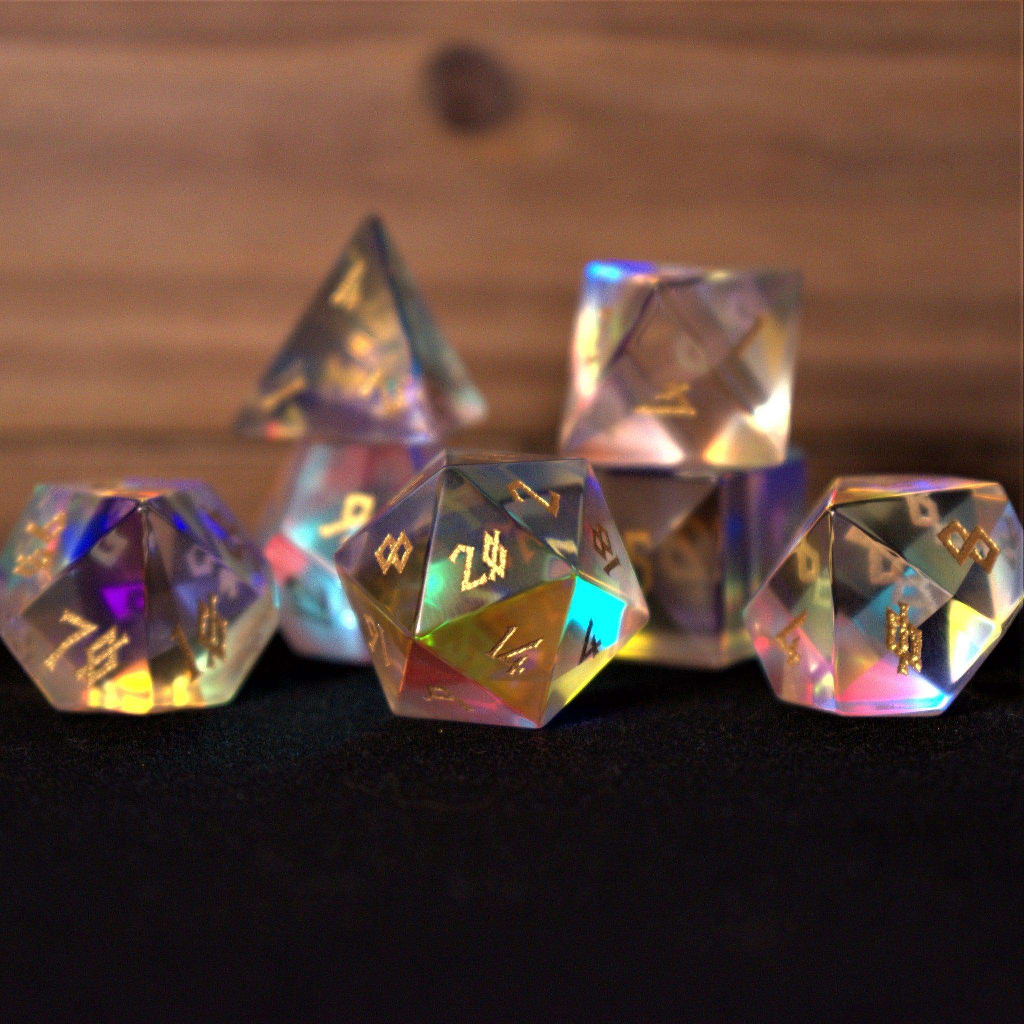Elder Runes Prism Glass Dice Set | Stone/Glass | Wiccan Center