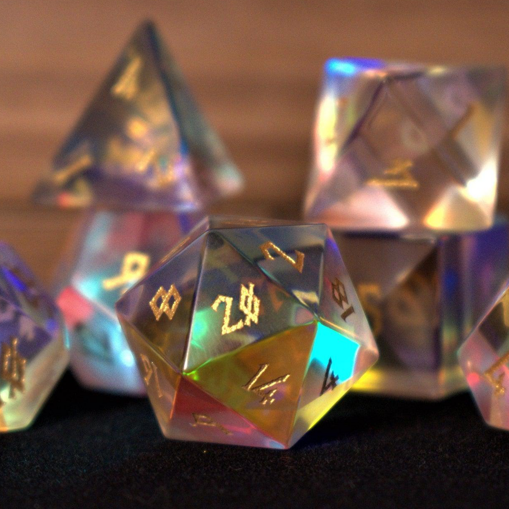 Elder Runes Prism Glass Dice Set | Stone/Glass | Wiccan Center