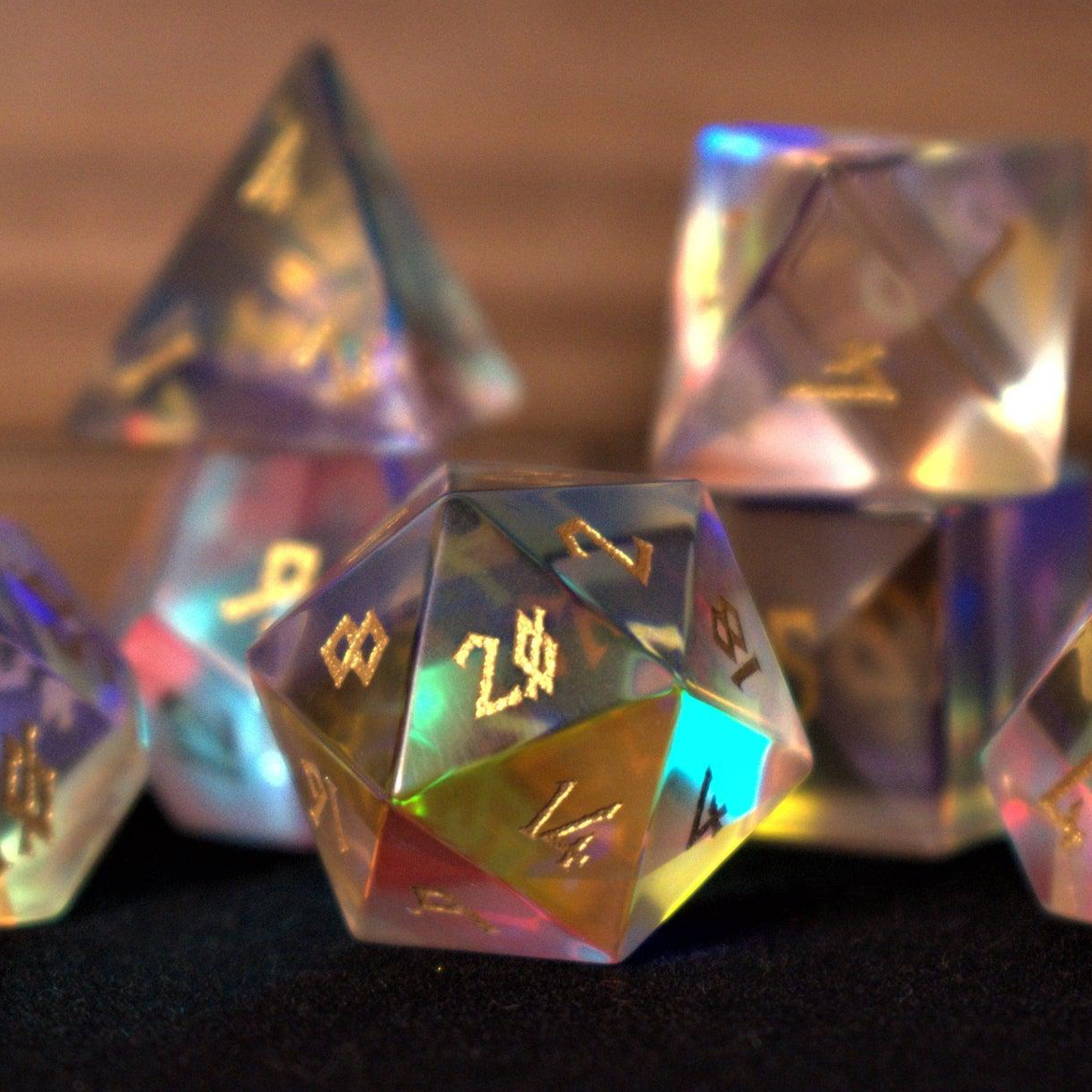 Elder Runes Prism Glass Dice Set | Stone/Glass | Wiccan Center
