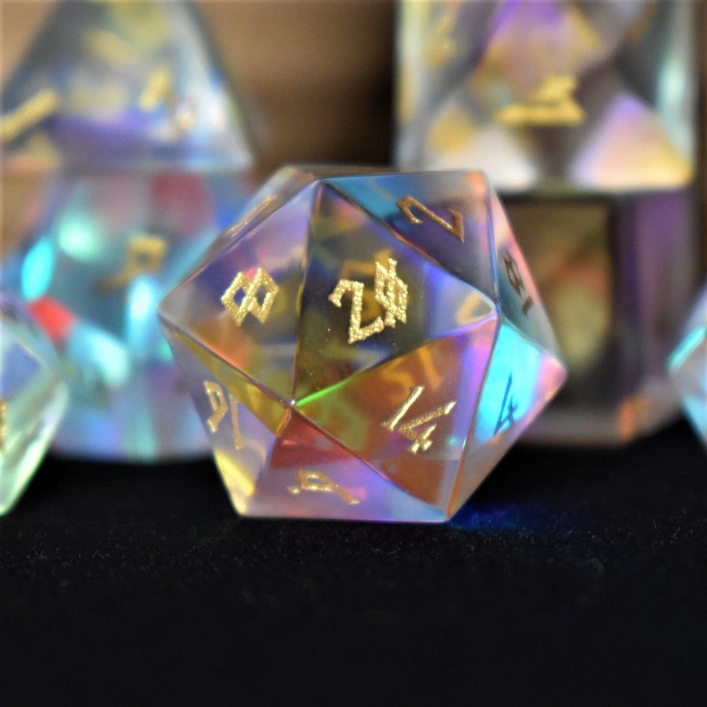 Elder Runes Prism Glass Dice Set | Stone/Glass | Wiccan Center