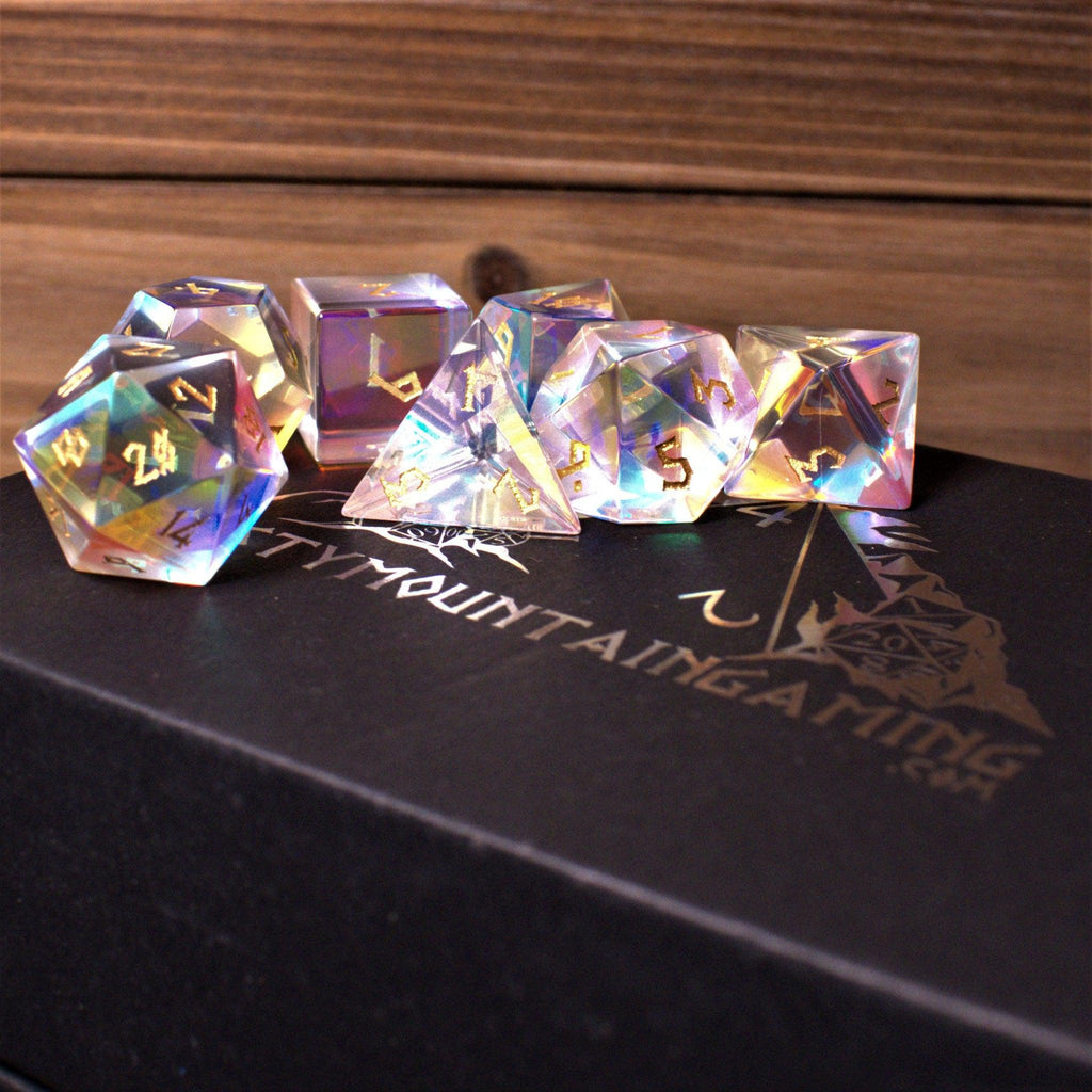 Elder Runes Prism Glass Dice Set | Stone/Glass | Wiccan Center