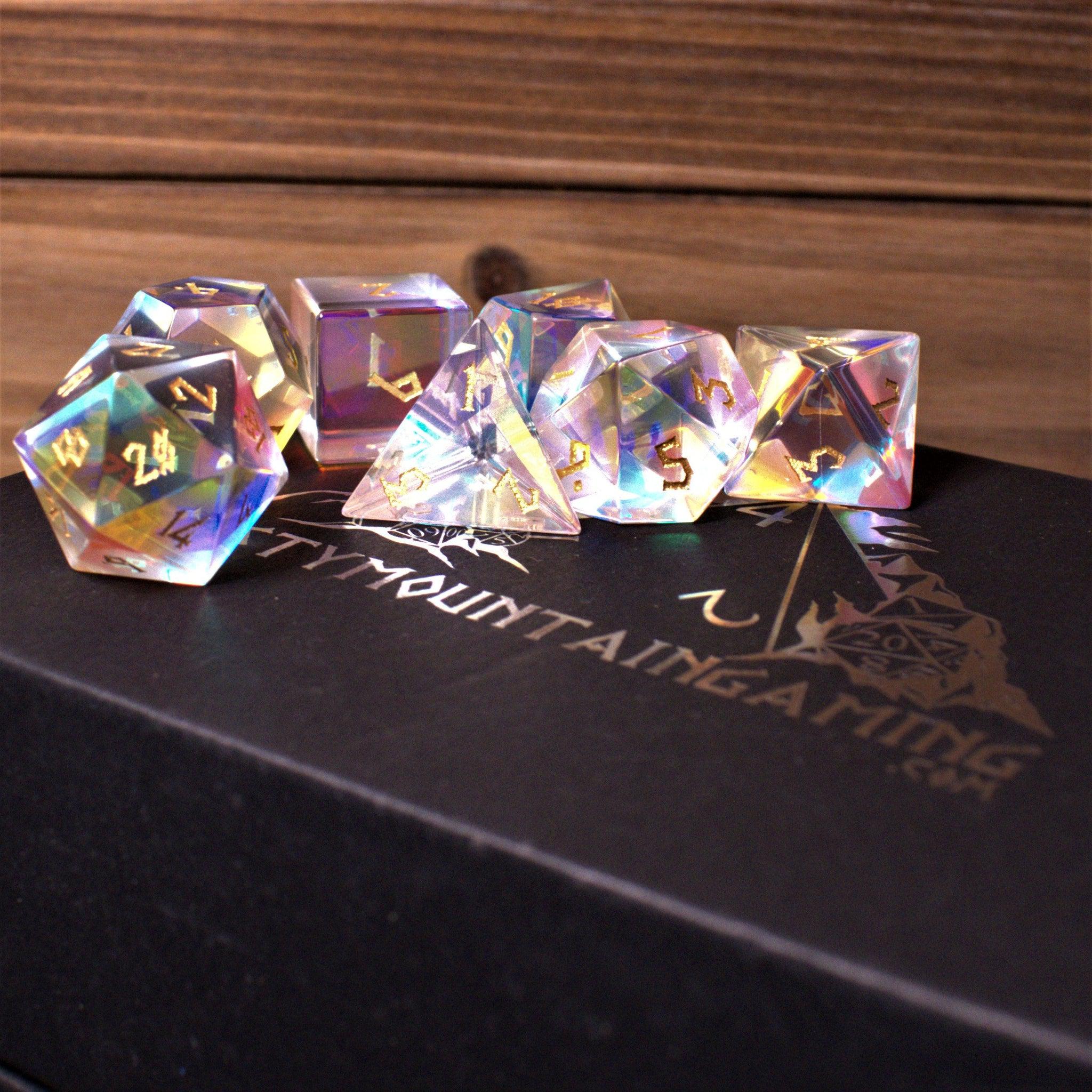 Elder Runes Prism Glass Dice Set | Stone/Glass | Wiccan Center