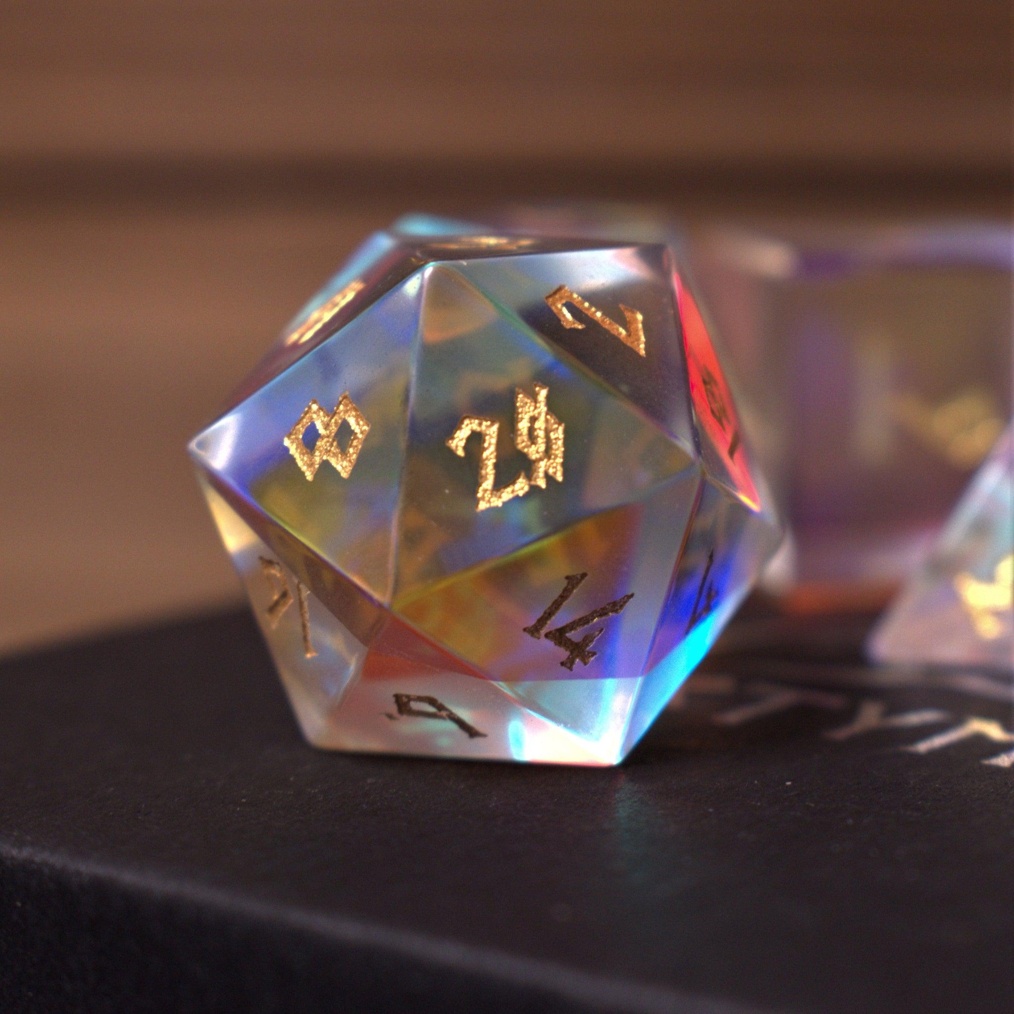 Elder Runes Prism Glass Dice Set | Stone/Glass | Wiccan Center