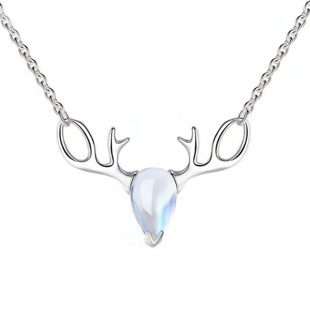 Elk moonstone necklace Forest Moonstone Pendant Clavicle S925 Chain