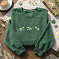 Embroidered Shamrock Meadow St. Patrick's Day Crewneck – Lucky Irish Floral Sweatshirt