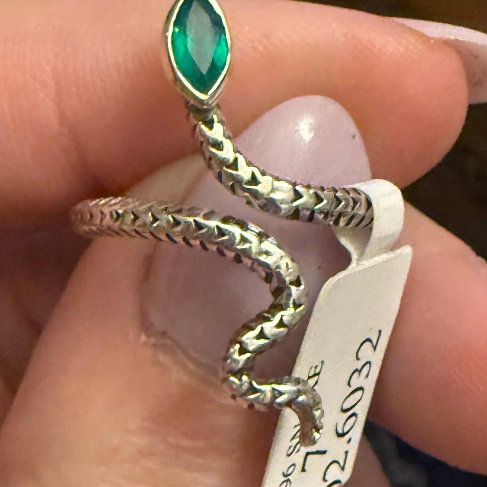 Gemstone Snake Ring - Sterling Silver or Gold Vermeil | Rings | Wiccan Center