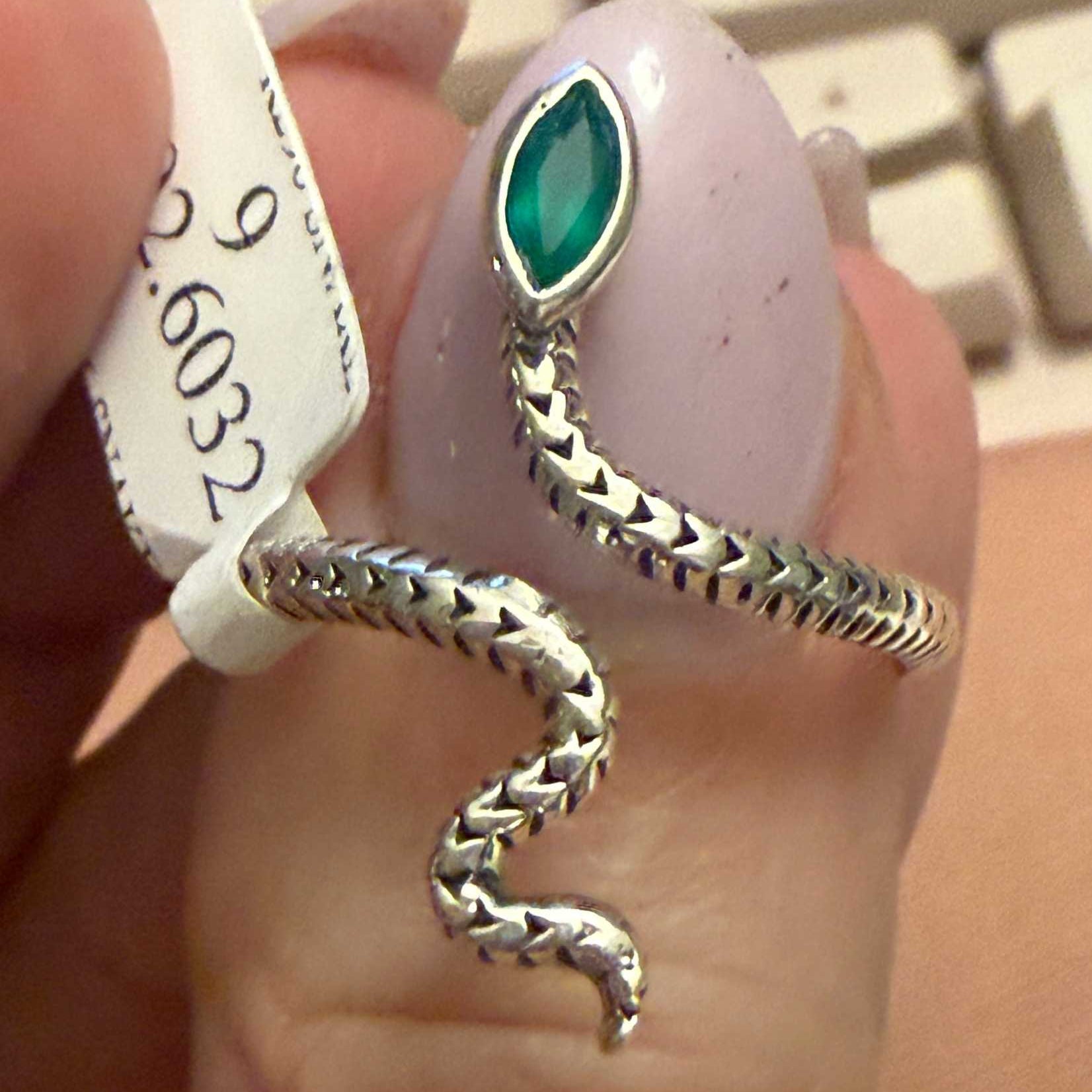 Gemstone Snake Ring - Sterling Silver or Gold Vermeil | Rings | Wiccan Center