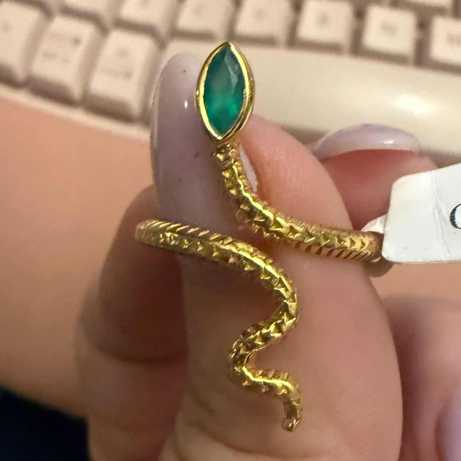 Gemstone Snake Ring - Sterling Silver or Gold Vermeil | Rings | Wiccan Center