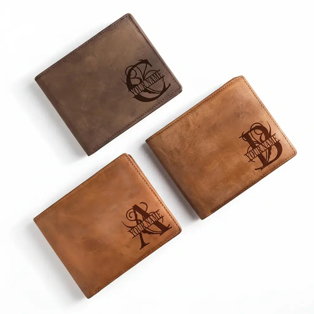 Engraved leather wallet for men Costume Men Leather Wallet