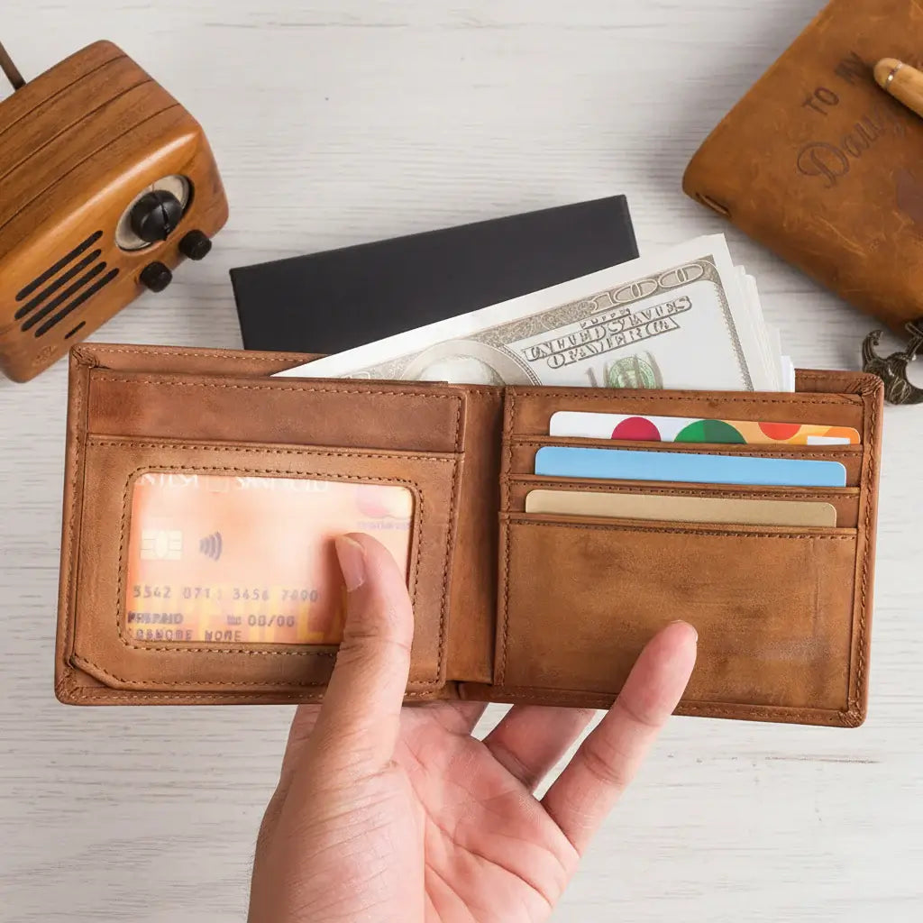 Engraved leather wallet for men Costume Men Leather Wallet