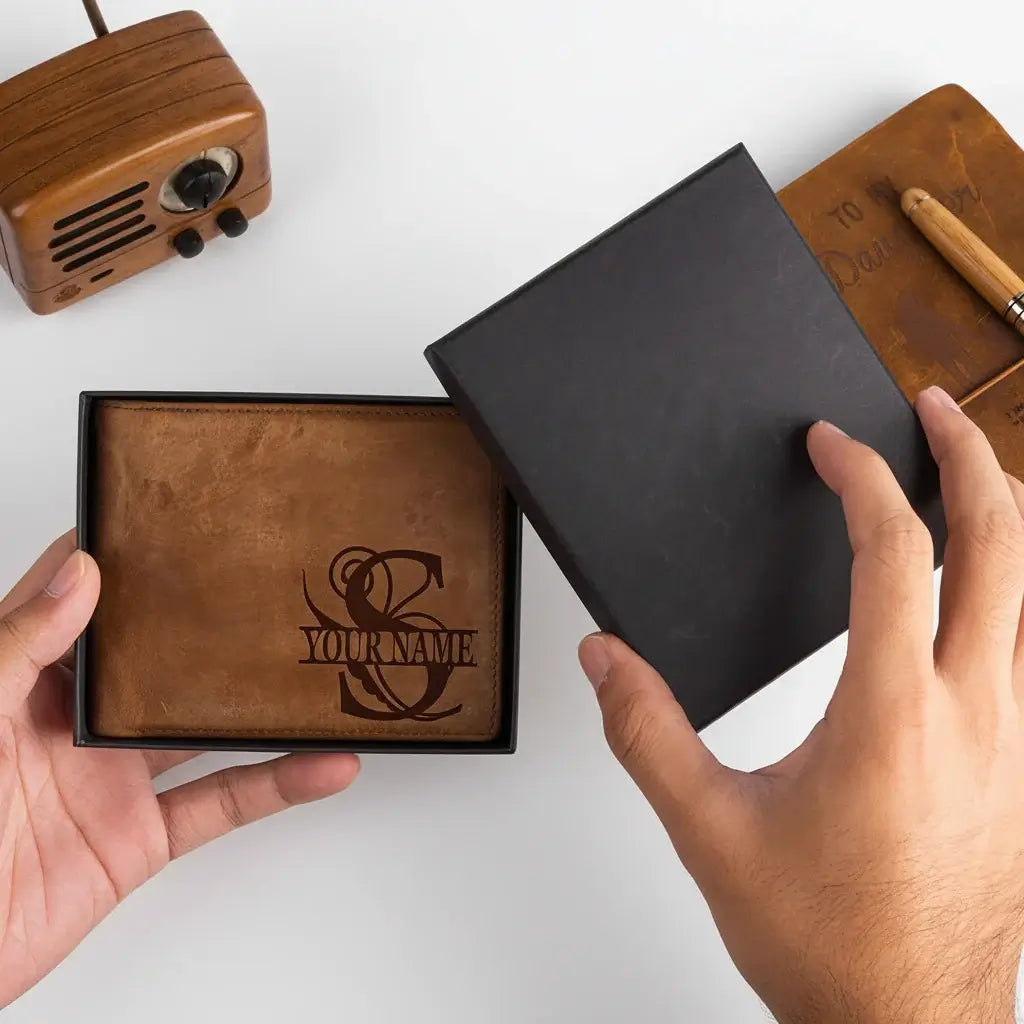 Engraved leather wallet for men Costume Men Leather Wallet